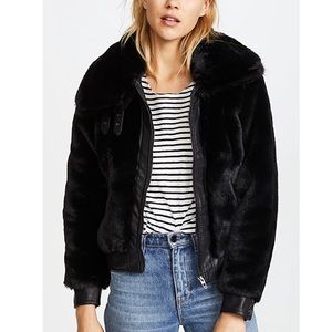 NEW Blank Denim Black Noise Faux Fur Moto Jacket
